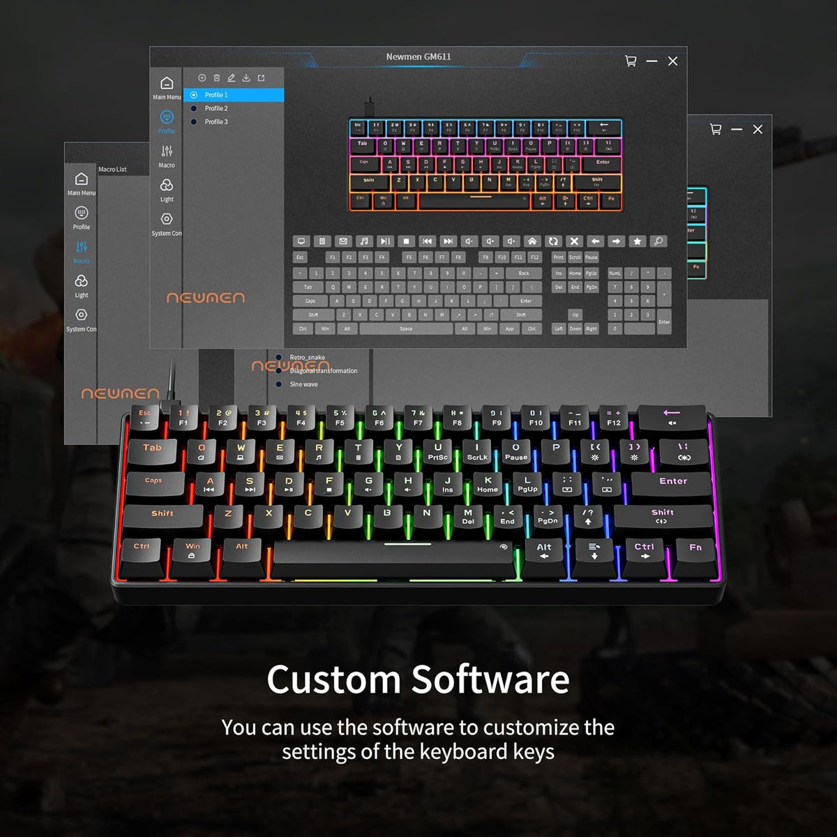 GM611 Gaming Keyboard,60% Percent Mechanical Keyboard Red Switches