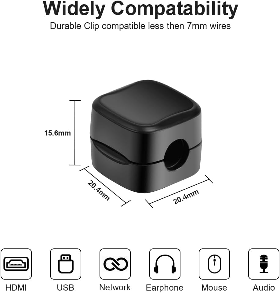 Desk Cable Tidy, 12 Pcs Black Magnetic Cable Tidy, Srong Adhesive Clips Desktop Cord Holder, Hide Phone Charging Cables Keeper, Magnetic Cables Organiser for Home Office Desk Use