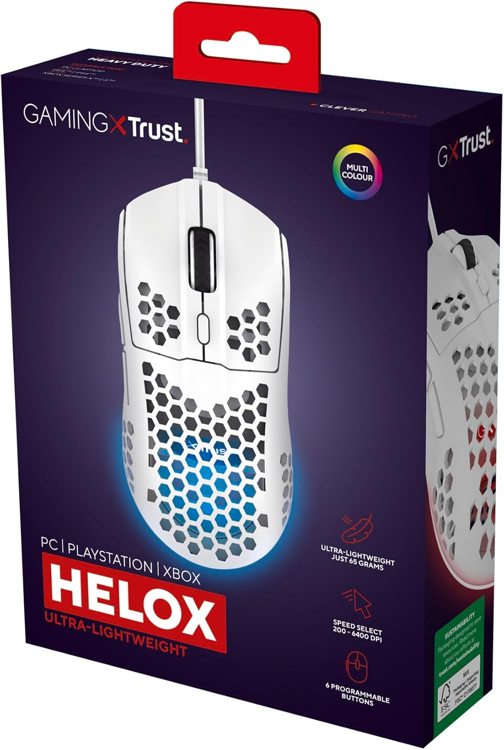 Helox USB White Gaming Mouse Superlight 65G