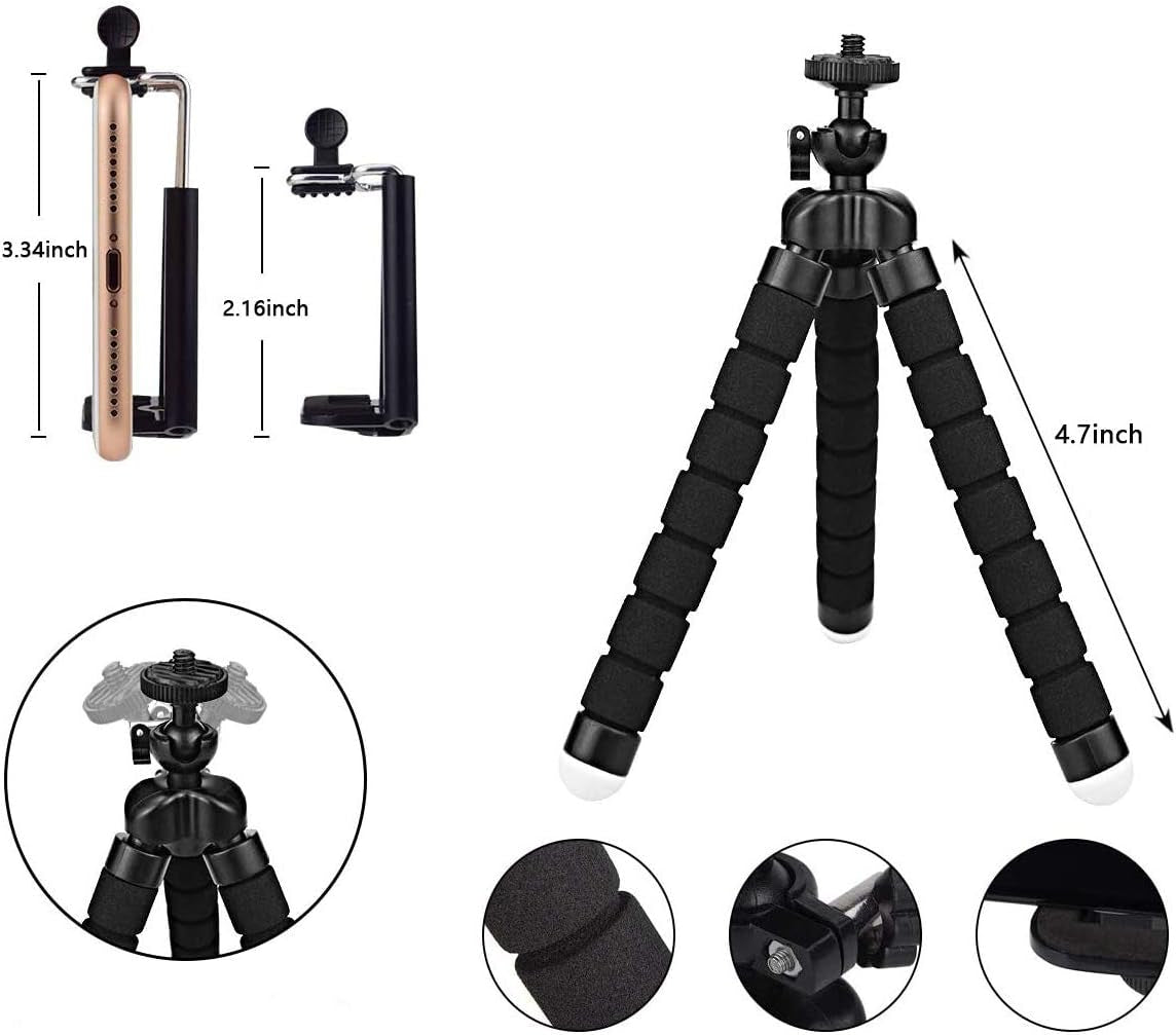 Mini Tabletop & Travel Tripods for Smartphone Phone Camera with Phone Mount 55Mm-85Mm Lightweight Cellphone Stand